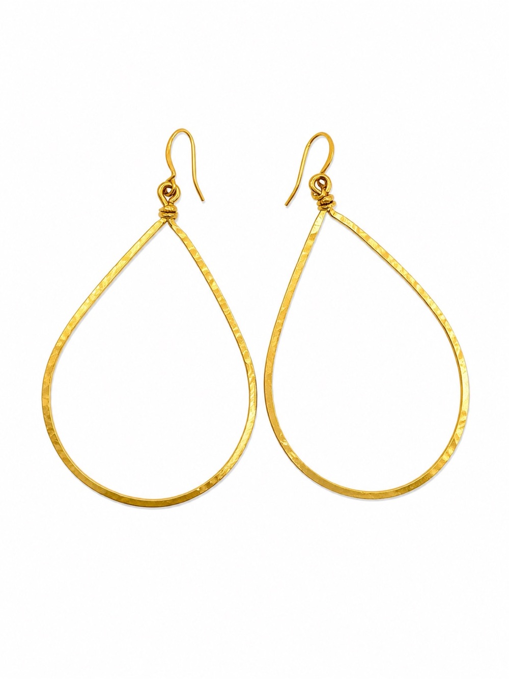 #85 Gold Hammered Teardrop Earring